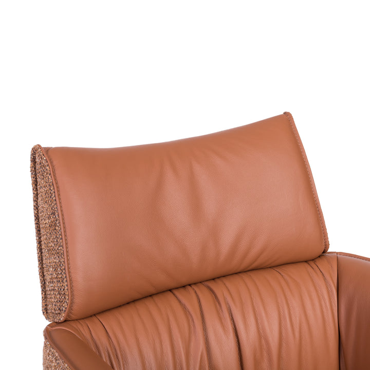 MAELIS Modern Leather Swivel Dining Chair with Armrests