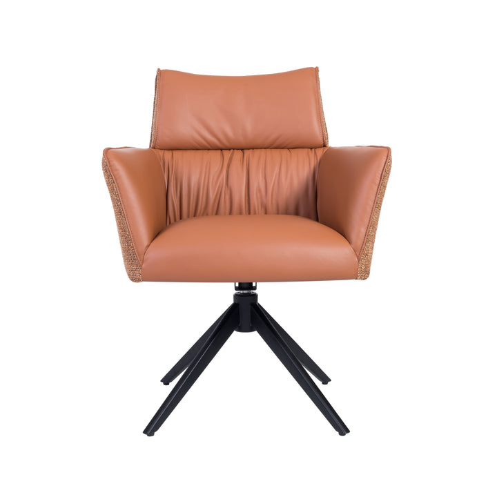 MAELIS Modern Leather Swivel Dining Chair with Armrests