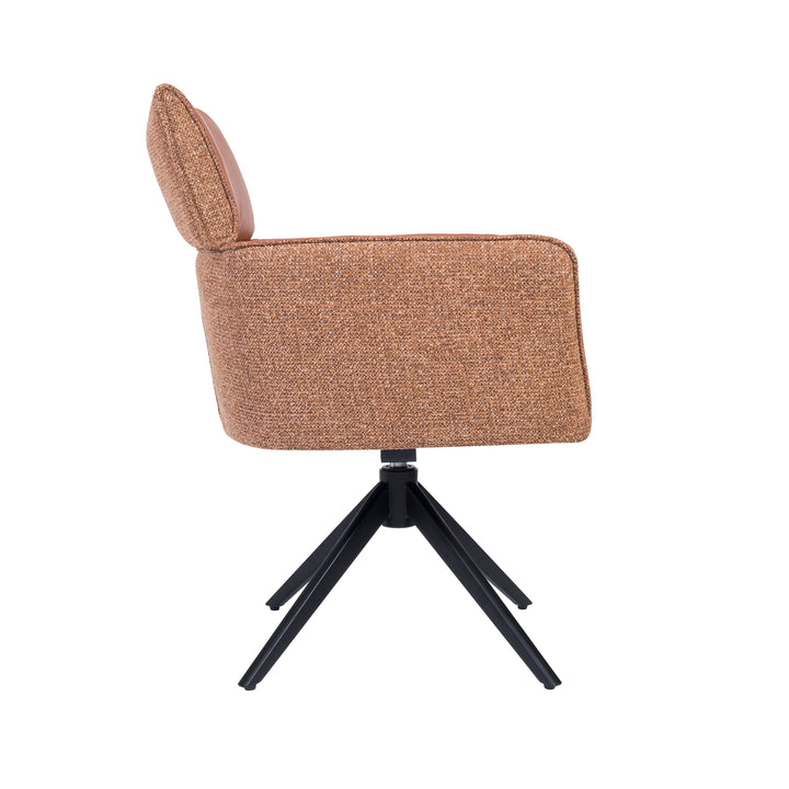 MAELIS Modern Leather Swivel Dining Chair with Armrests