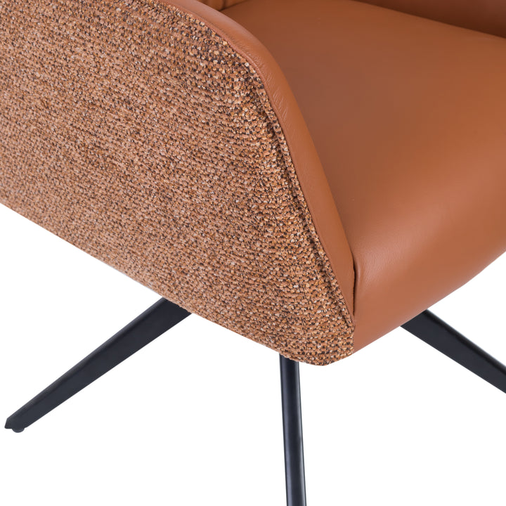 MAELIS Modern Leather Swivel Dining Chair with Armrests