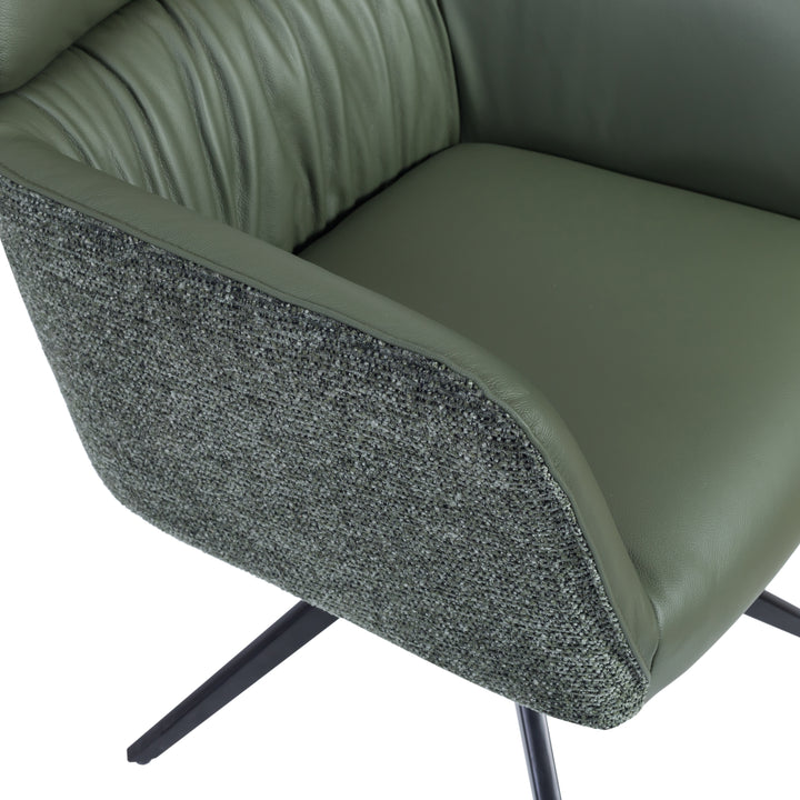 MAELIS Modern Leather Swivel Dining Chair with Armrests