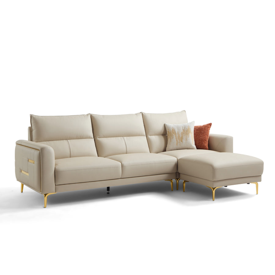 ANIKA Leathaire Sectional Sofa with Ottoman