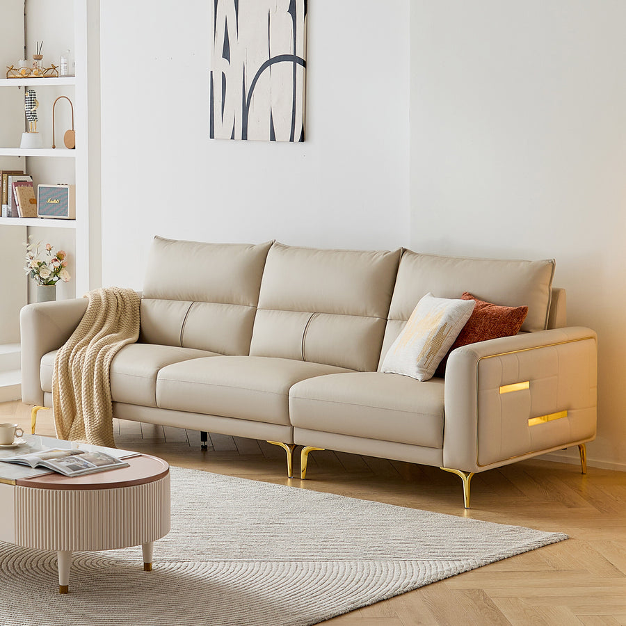 ANIKA Leathaire Sectional Sofa with Ottoman