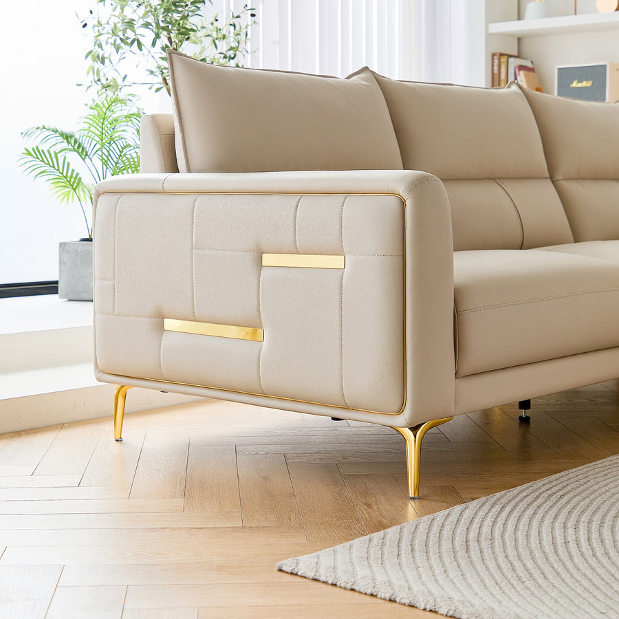 ANIKA Leathaire Sectional Sofa with Ottoman