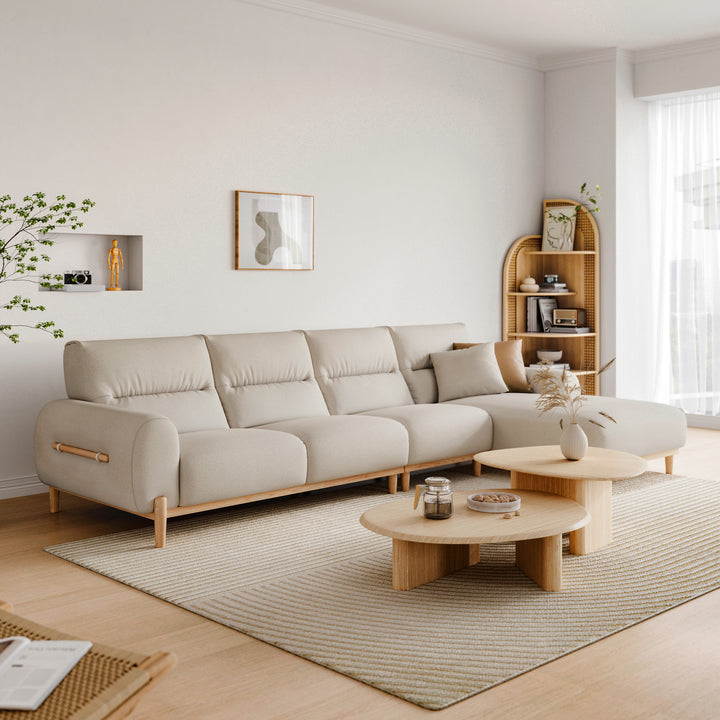 LIEZEL White Cream Sectional Sofa