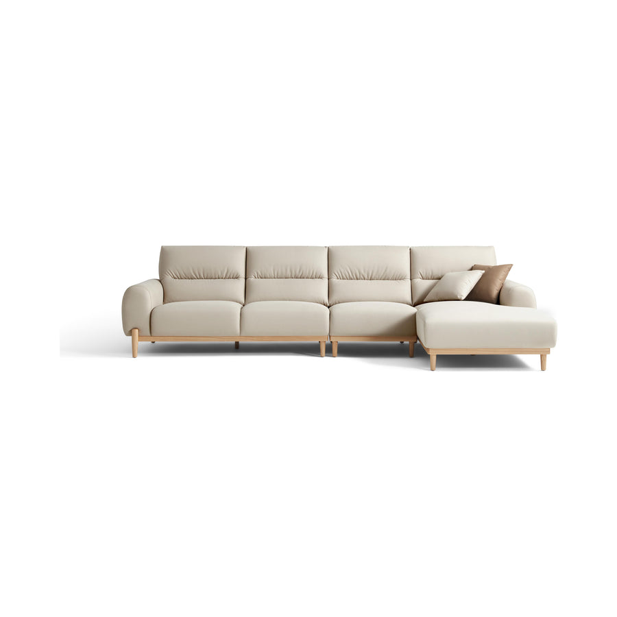 LIEZEL White Cream Sectional Sofa