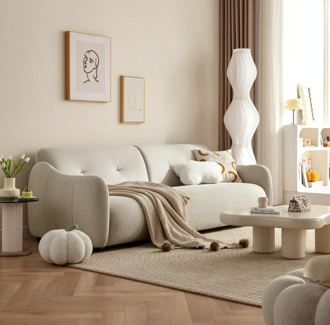 BOSTON 2 Seat Greige Velvet Sofa