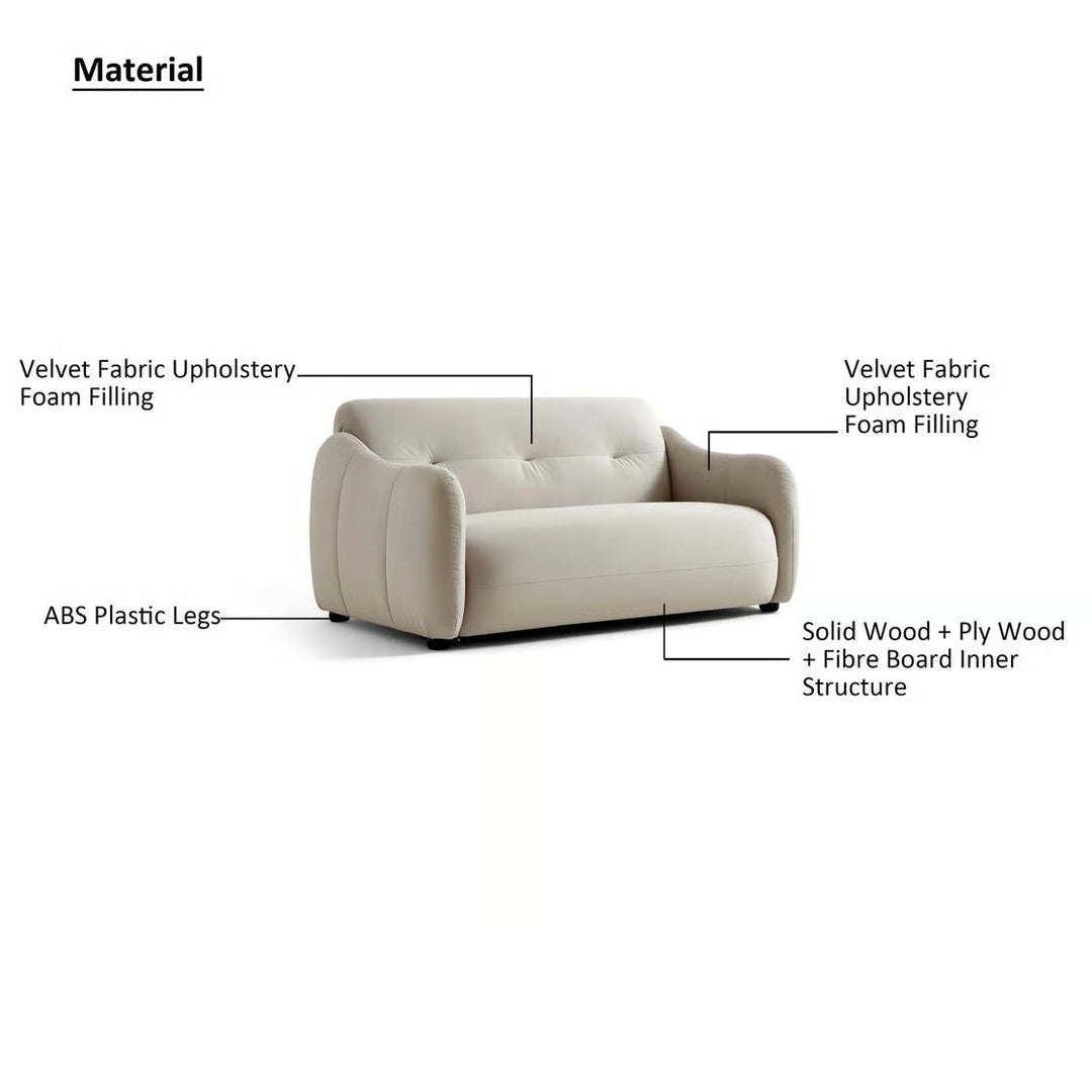 BOSTON 2 Seat Greige Velvet Sofa