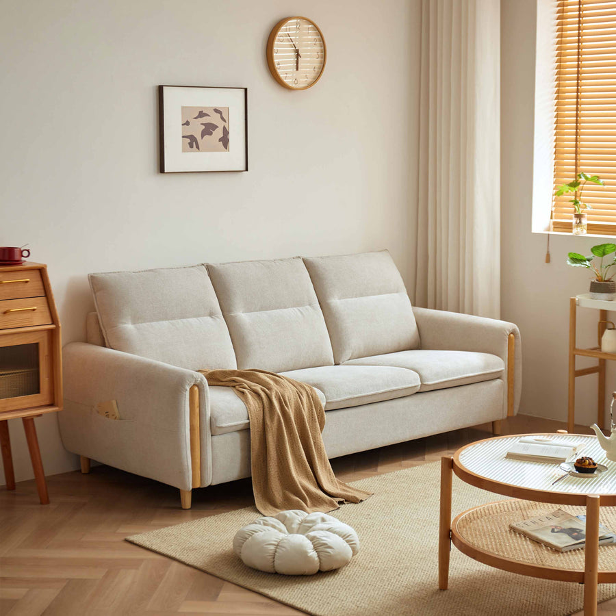 BORIS White Cotton Linen Sofa