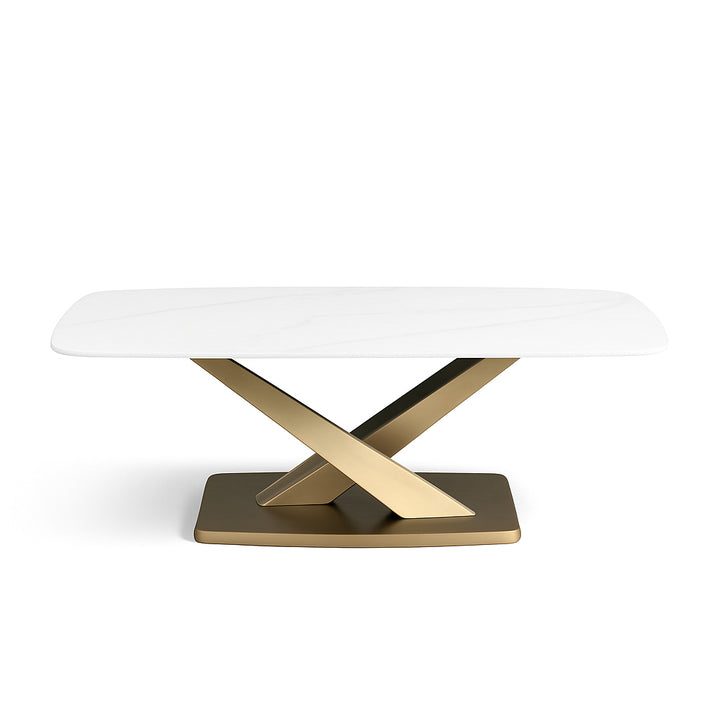NERION Rectangular Gold Base Coffee Table – White or Black Stone Top