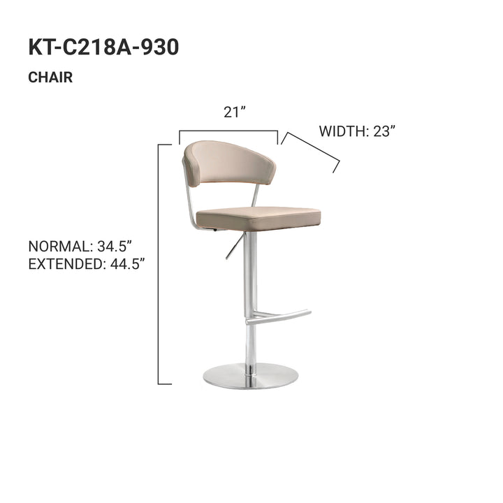 TORI Curved Back Leather Bar Stool