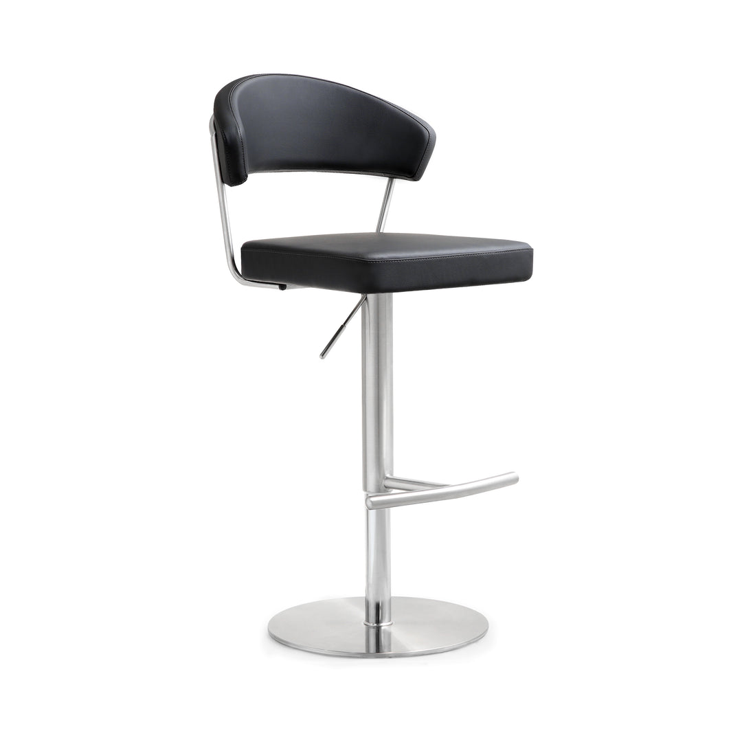 TORI Curved Back Leather Bar Stool Black