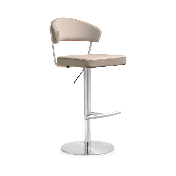 TORI Curved Back Leather Bar Stool Taupe
