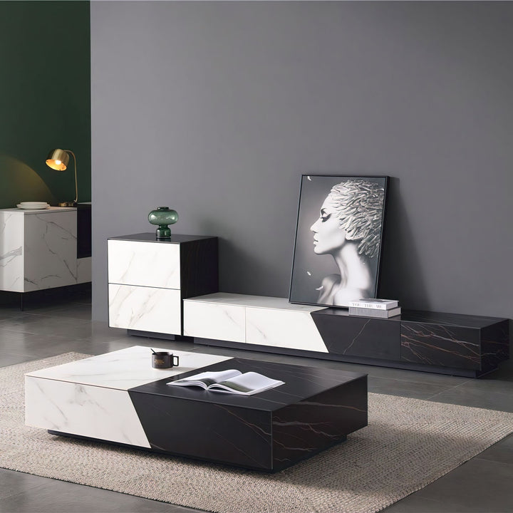 AGIM Black & White Ceramic Coffee Table