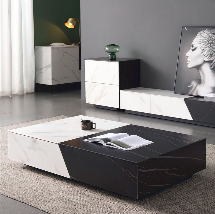 AGIM Black & White Ceramic Coffee Table