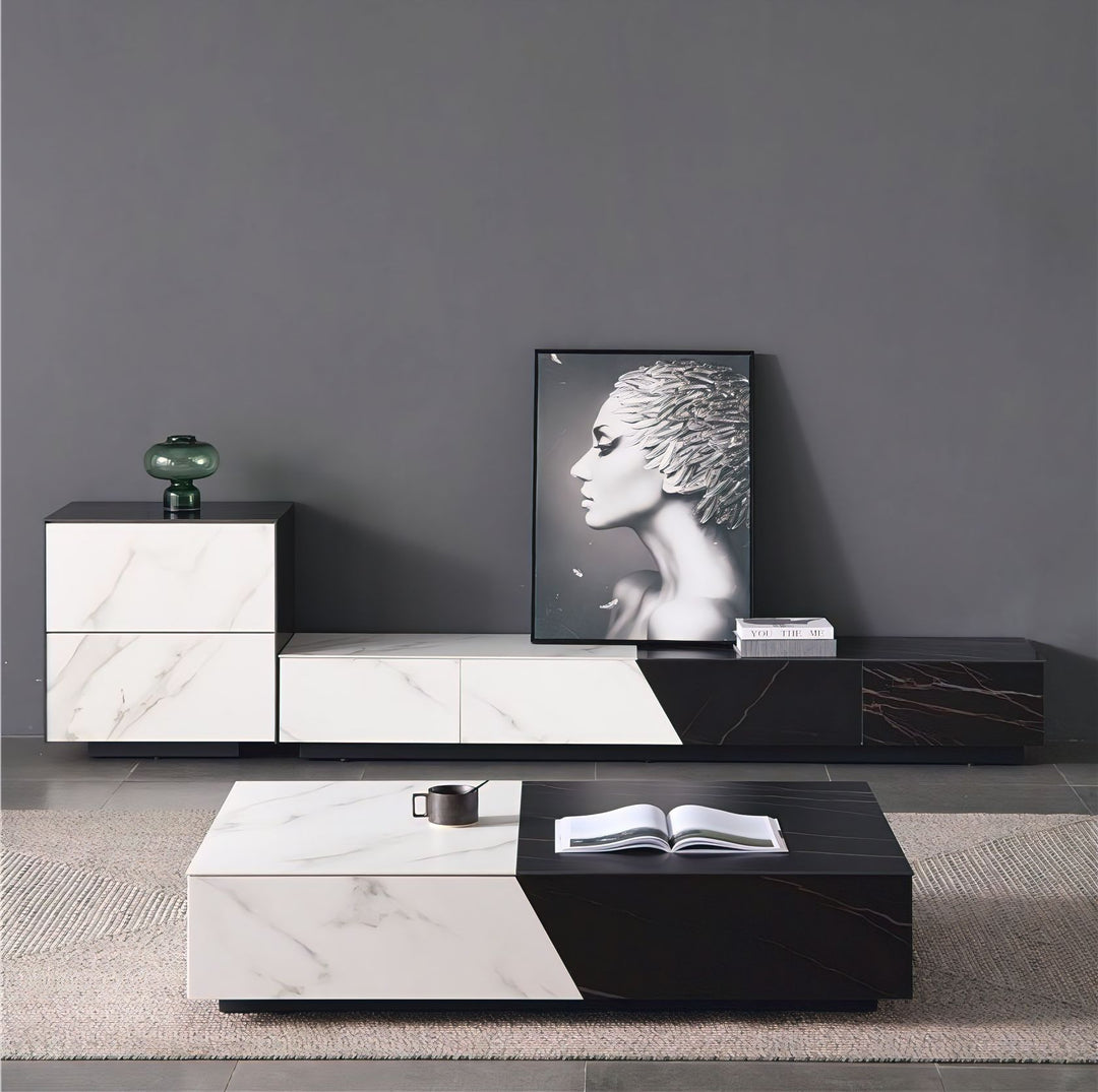 AGIM Black & White Ceramic Coffee Table
