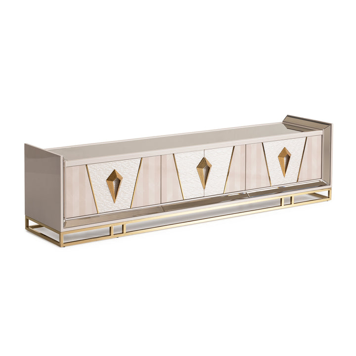 CARMELA Shimmer Ivory TV Stand  - Michael Amini