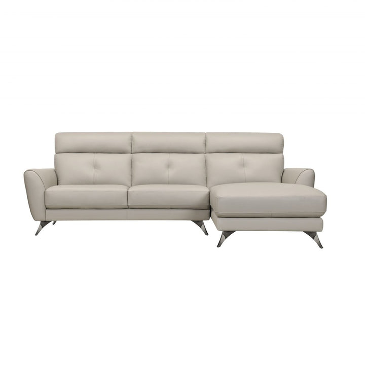 CHORUS Light Gray Leather Sectional - Violino Right