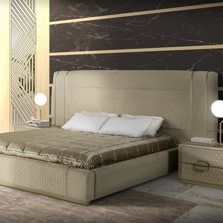 EUGENE Leather Bed – Stone International