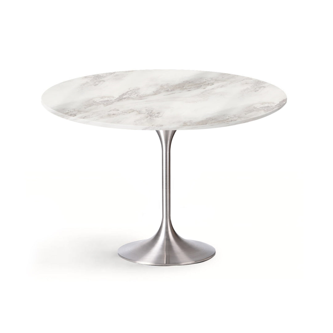CREED Modular Round Dining Table Faux Marble Silver 1.2m
