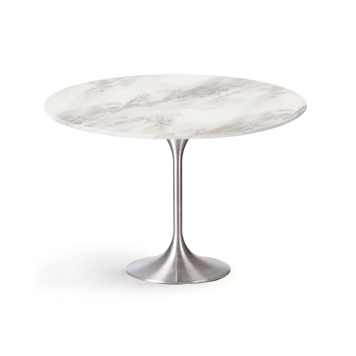 CREED Modular Round Dining Table Faux Marble Silver 1.2m