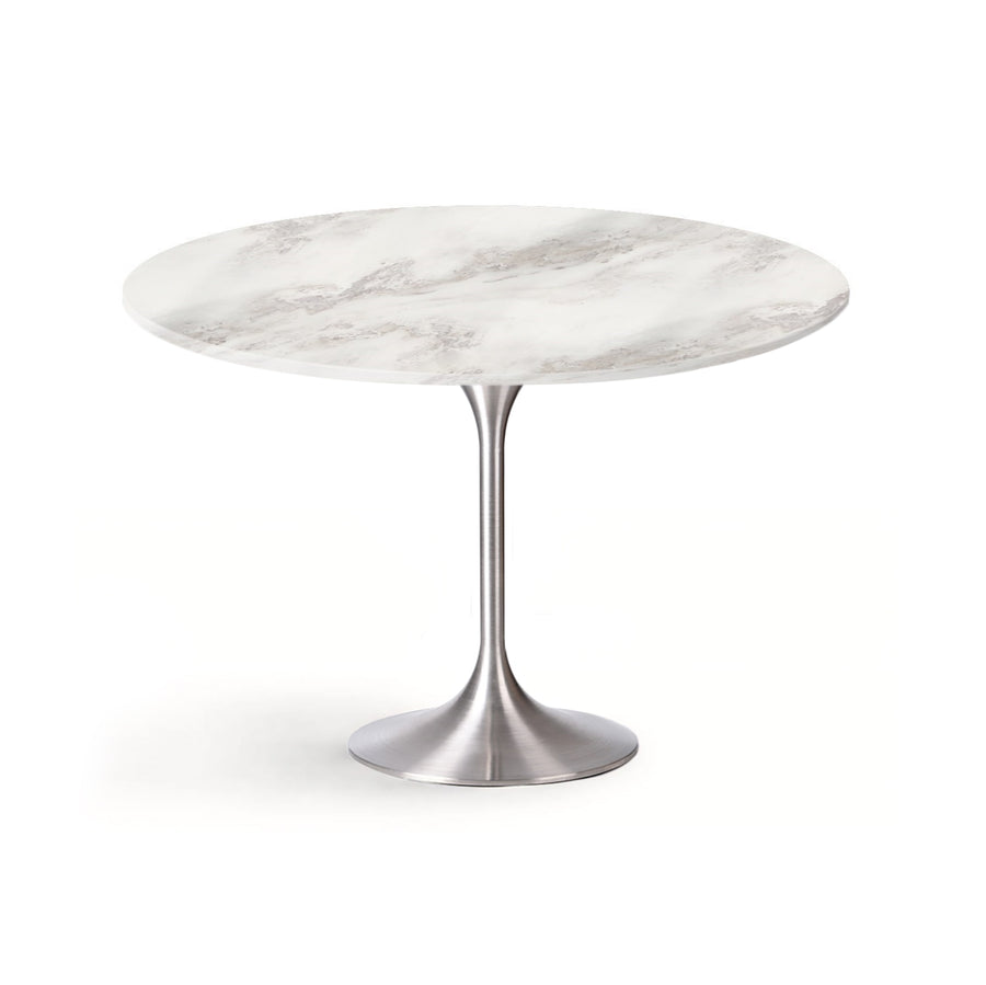 CREED Modular Round Dining Table Faux Marble Silver 1.2m