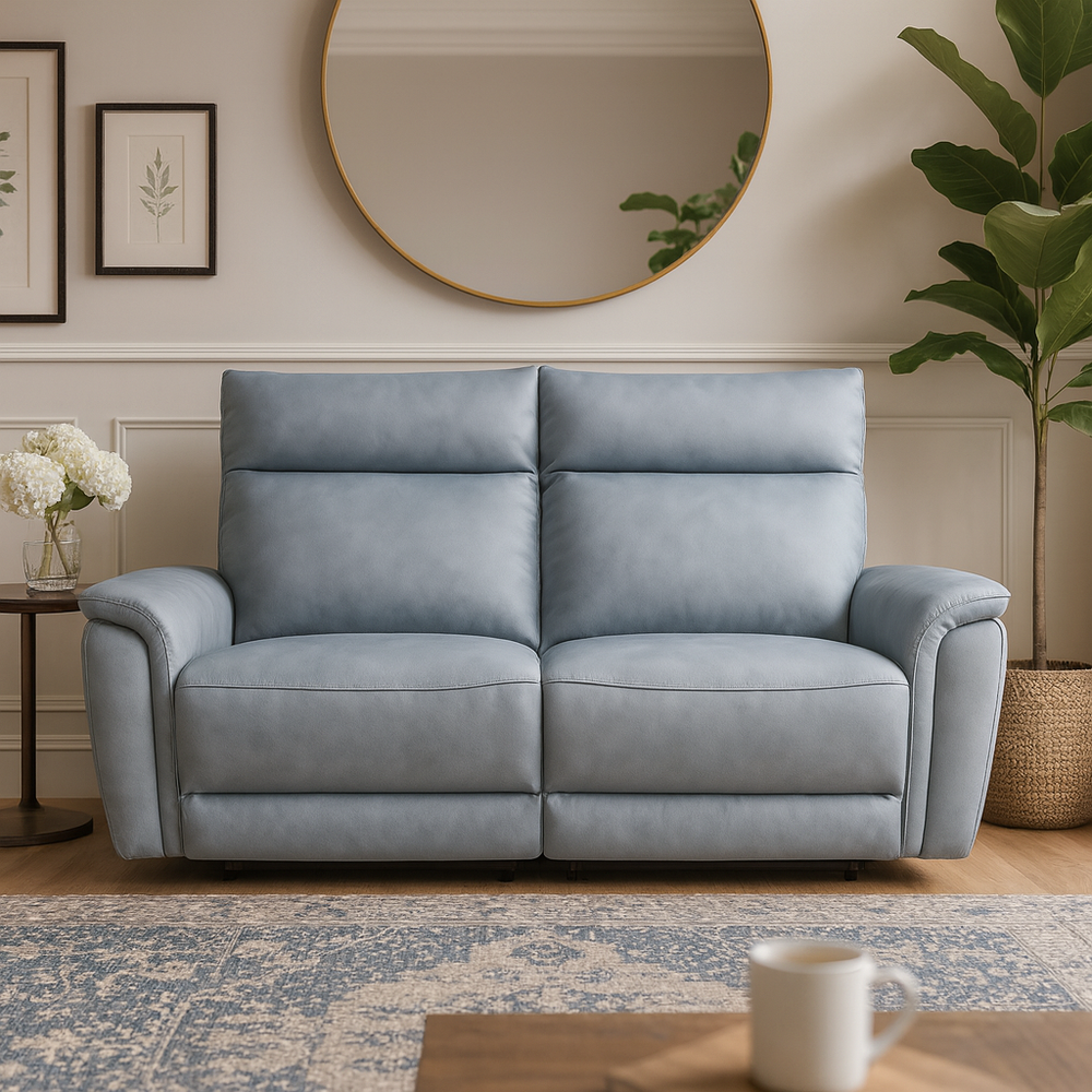 NUVIO Arctic Blue Power Motion Sofa & Recliner Chair