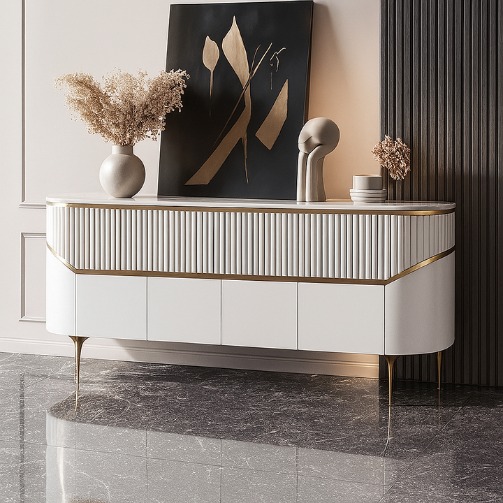 VIONNA 63" Luxe Faux Marble Buffet Cabinet
