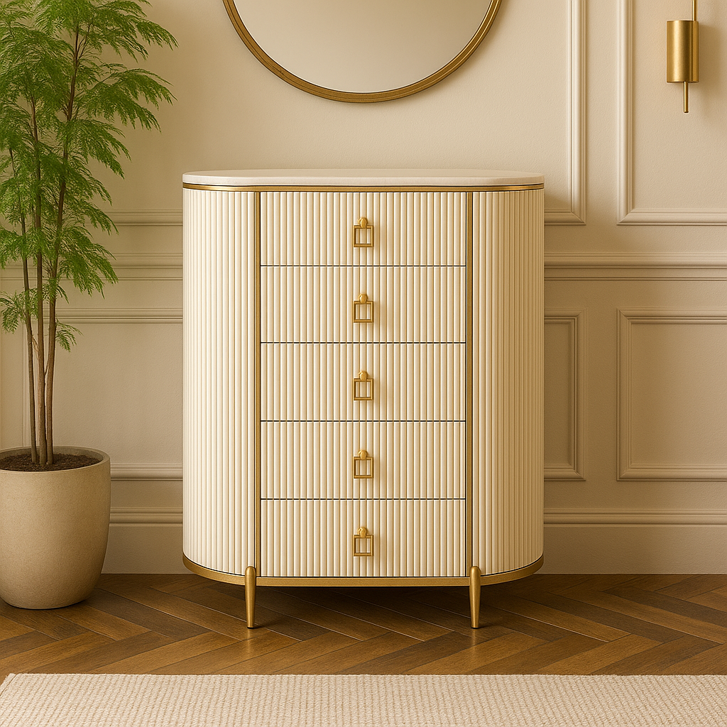 DARIAN Contemporary Grey and Gold Storage Chest