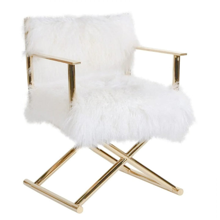 DIXIE White Faux Fur Accent Chair