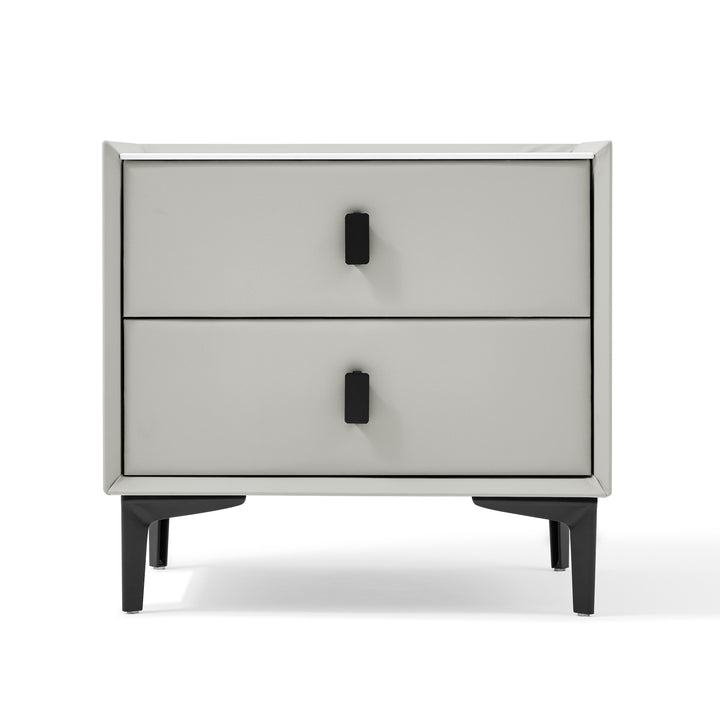 LISETTE Grey Nightstand with Two Drawers