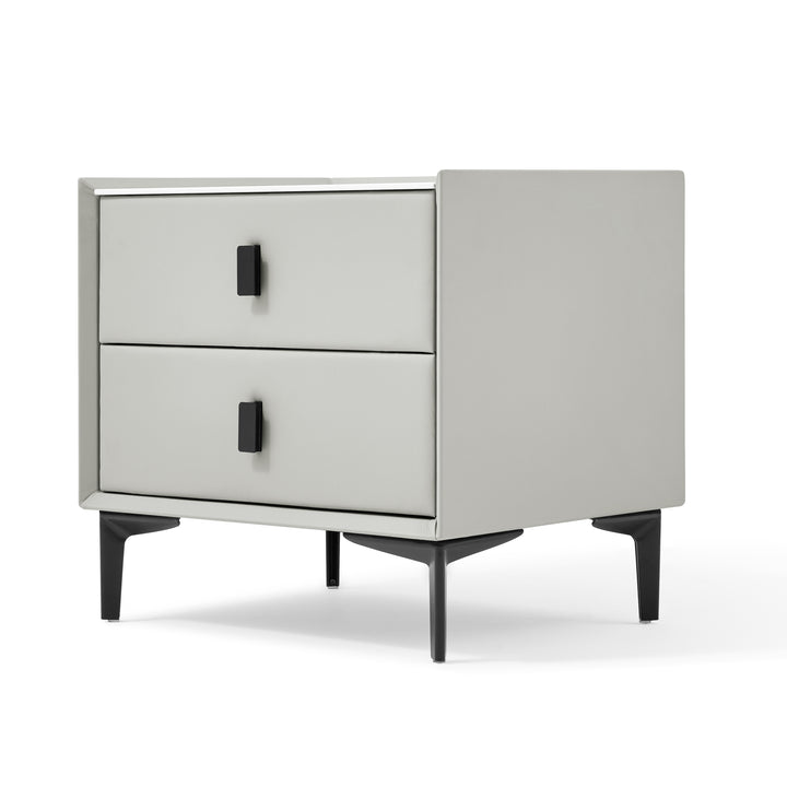 LISETTE Grey Nightstand with Two Drawers