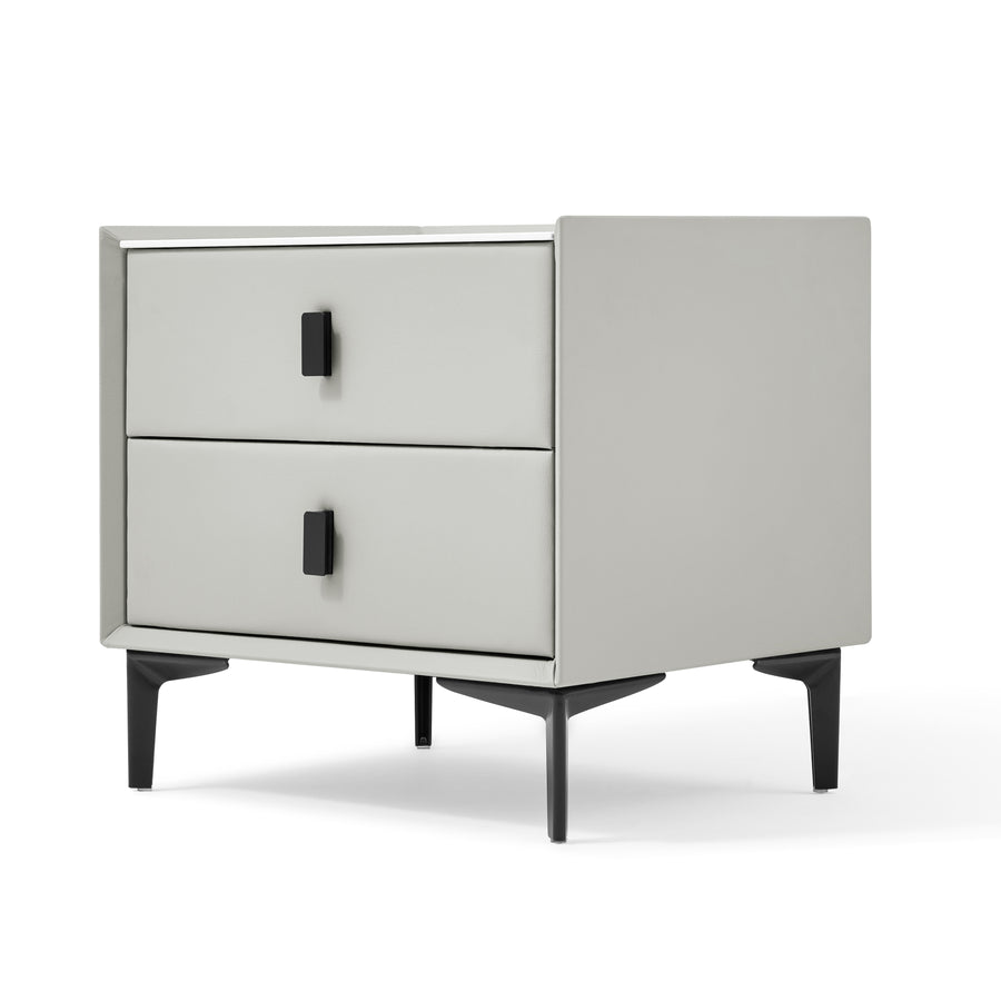 LISETTE Grey Nightstand with Two Drawers