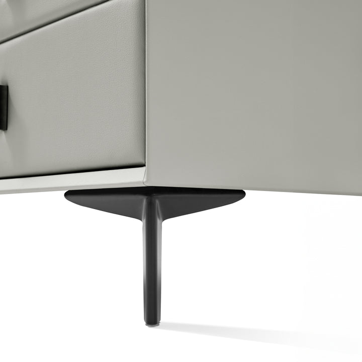 LISETTE Grey Nightstand with Two Drawers