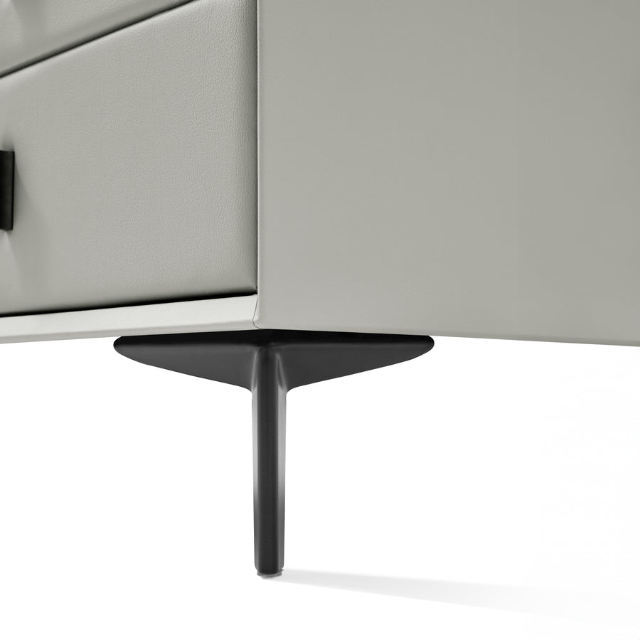 LISETTE Grey Nightstand with Two Drawers
