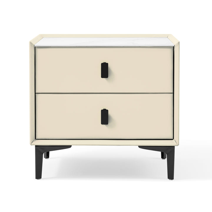 LISETTE Beige Nightstand with Two Drawers