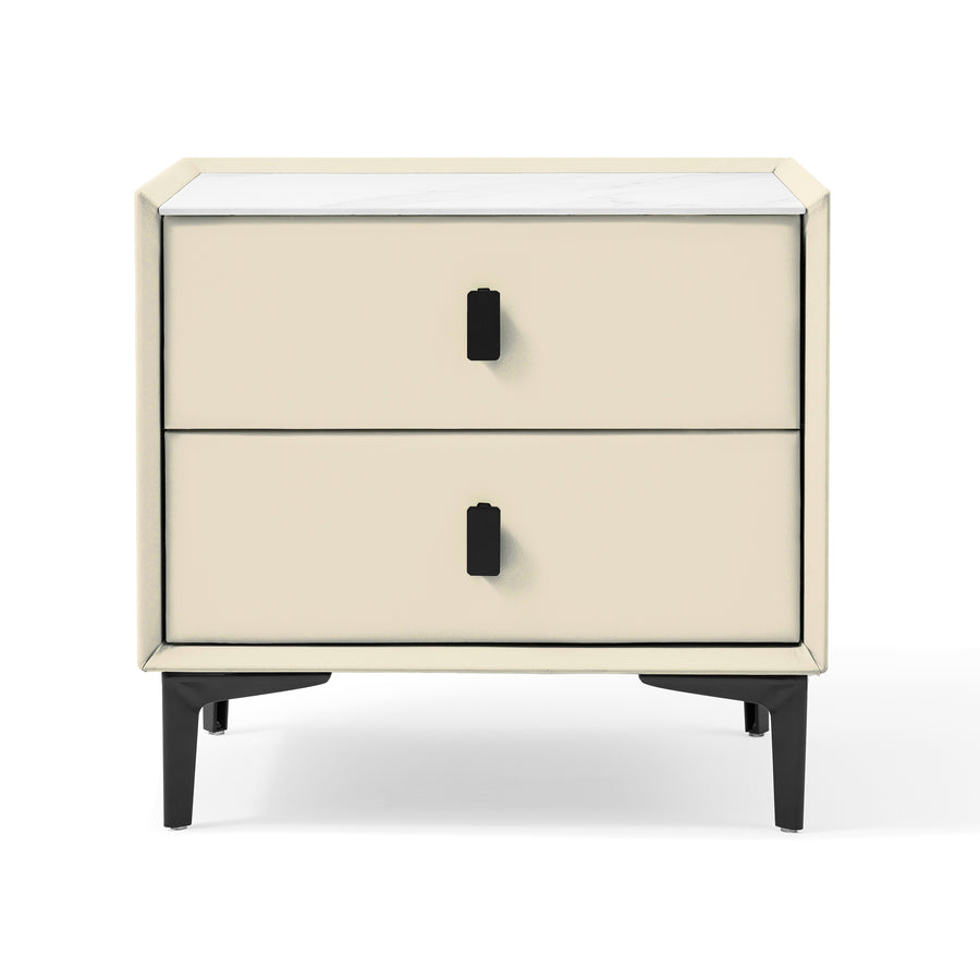 LISETTE Beige Nightstand with Two Drawers