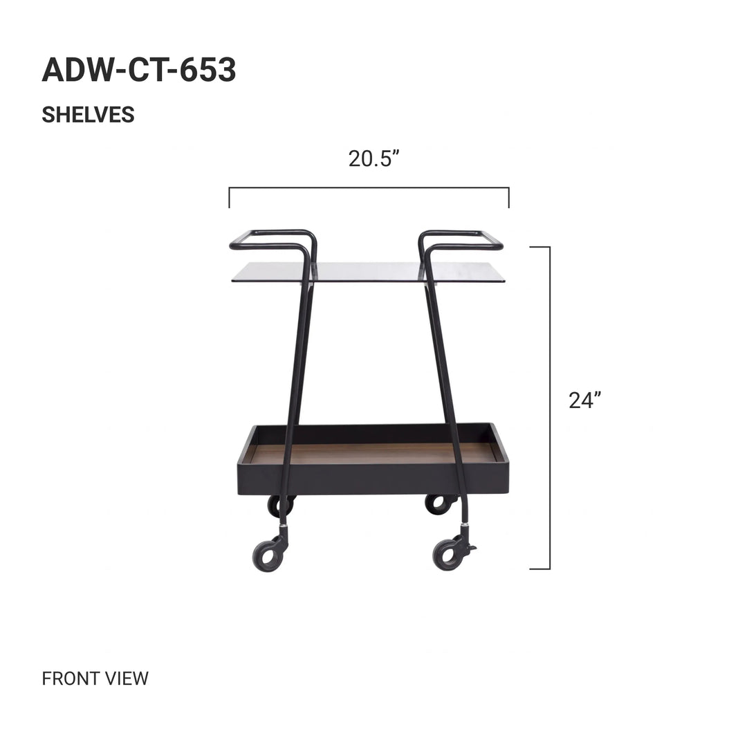 JACKY Walnut Glass Trolley