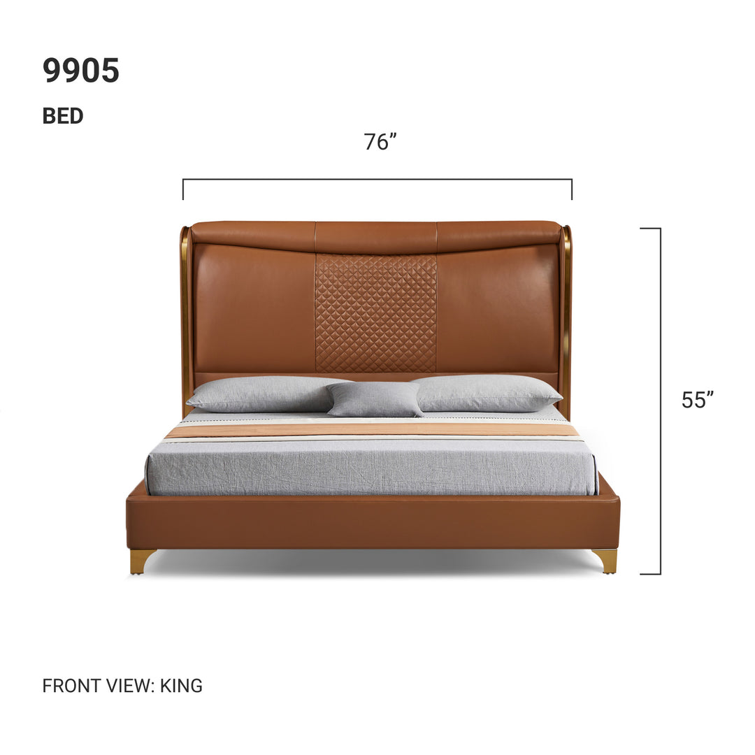 LANE Khaki Leather King Bed