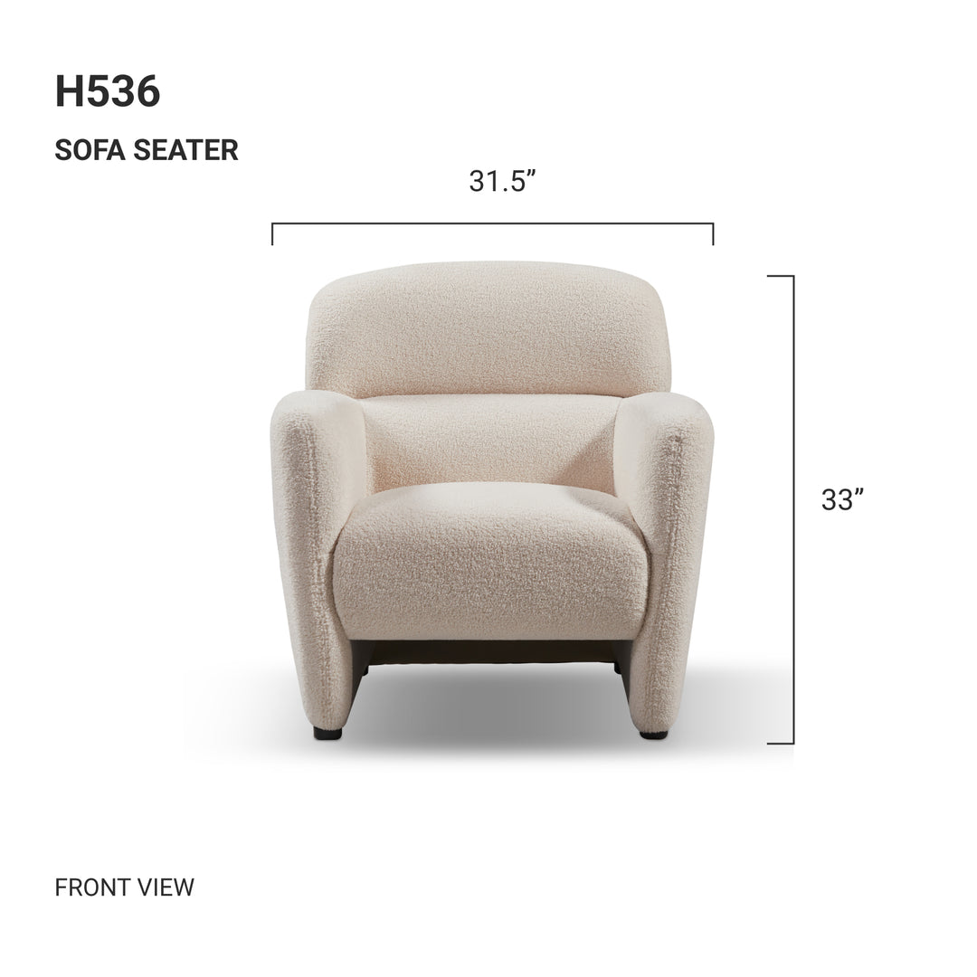 LORCAN Fuzzy White Sofa Seater