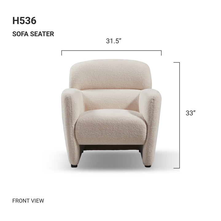 LORCAN Fuzzy White Sofa Seater