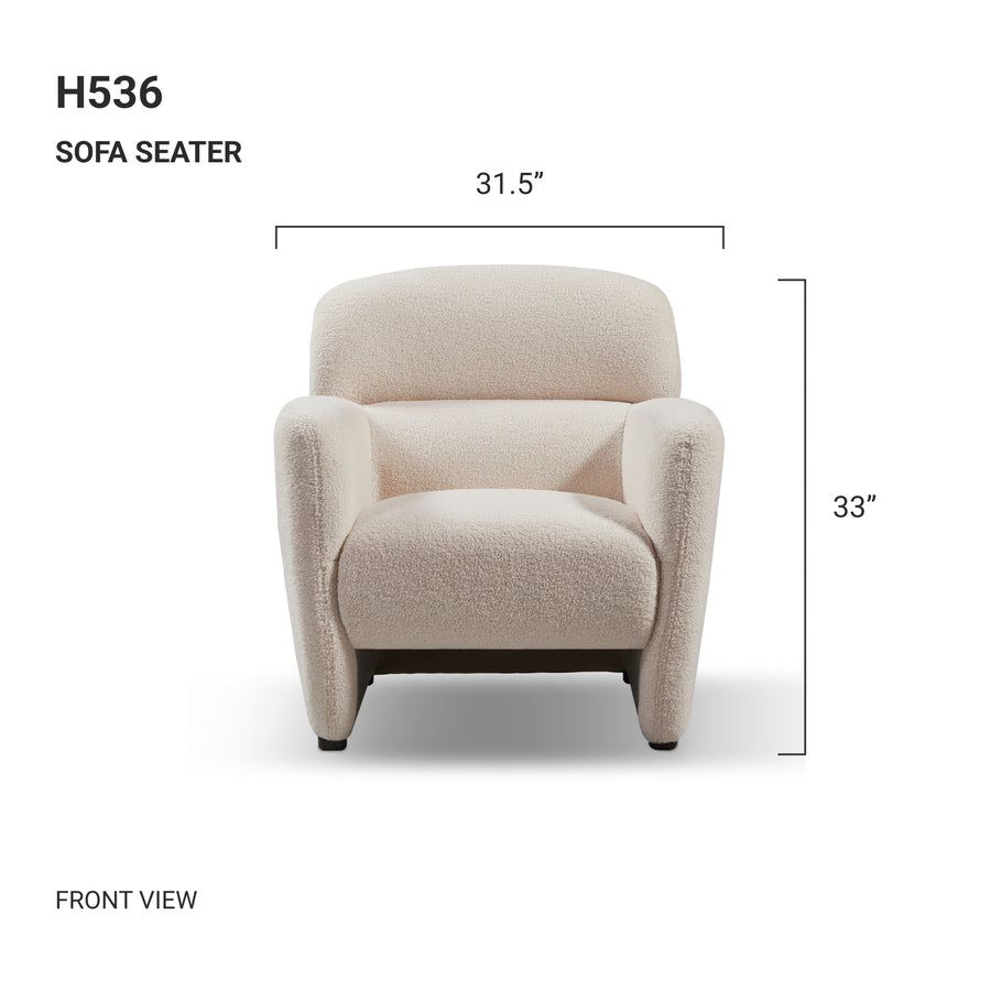 LORCAN Fuzzy White Sofa Seater