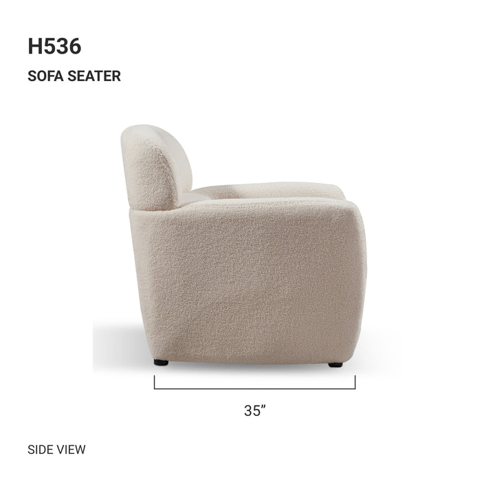 LORCAN Fuzzy White Sofa Seater
