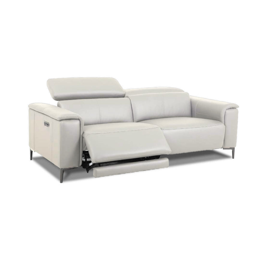 EVANDER Frost White Leather Power Motion Sofa