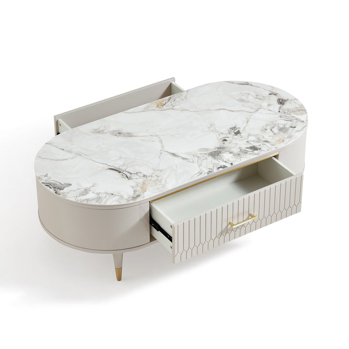 CECILLA Sintered Stone Storage Coffee Table