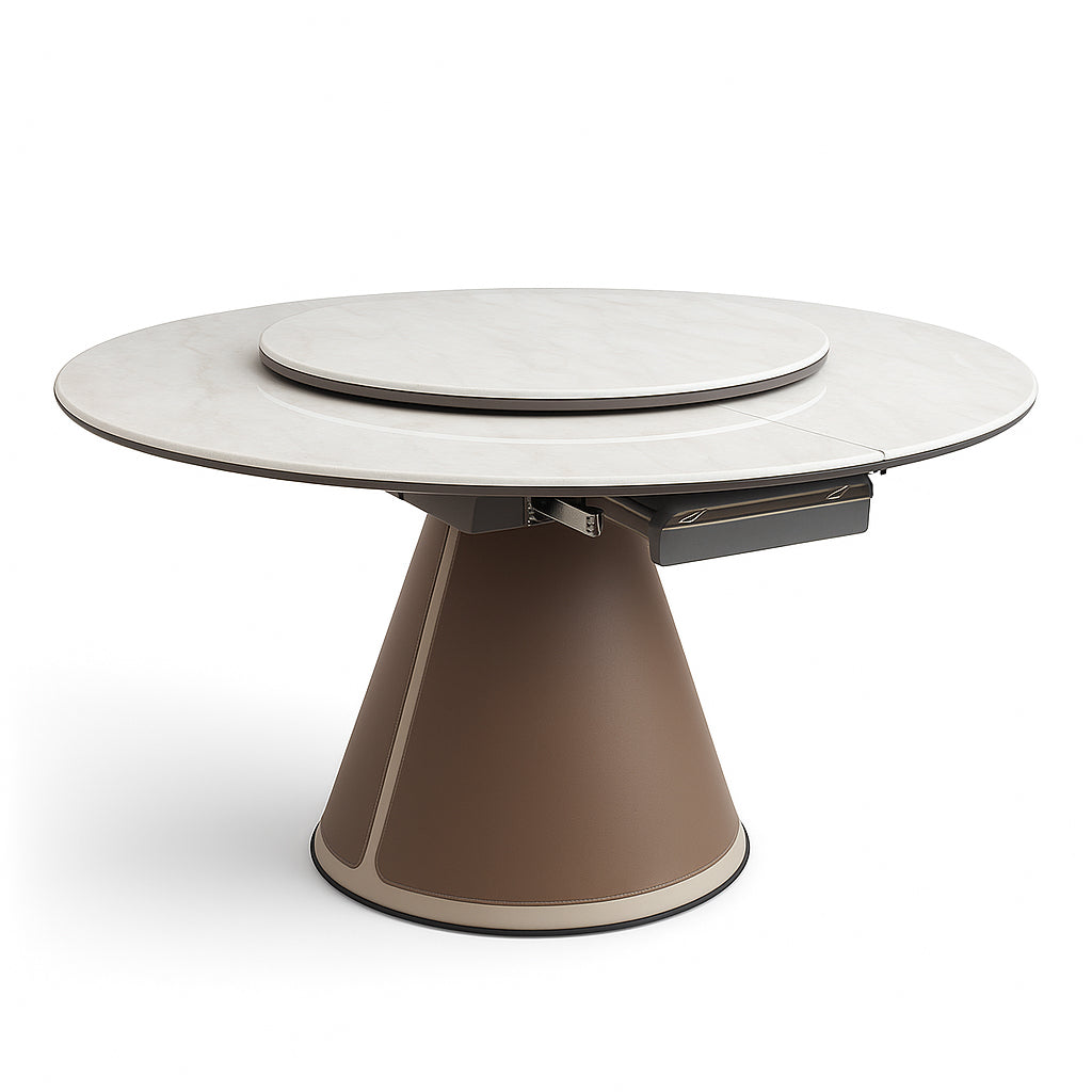 ILARIA Round Extendable Dining Table with Lazy Susan