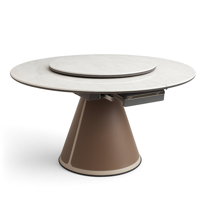 ILARIA Round Extendable Dining Table with Lazy Susan