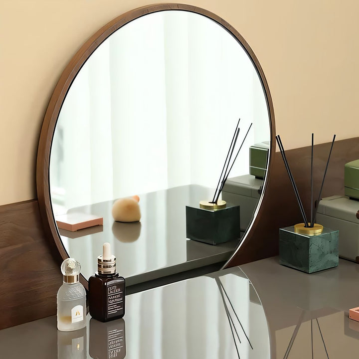 ELENA Walnut Vanity Desk with Mirror
