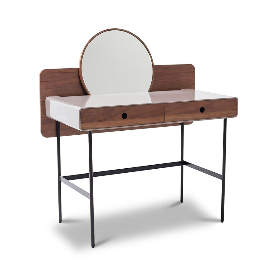 ELENA Walnut Vanity Desk with Mirror