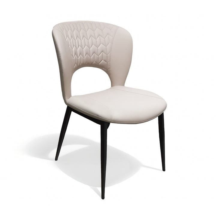 VELORA Modern Beige Leatherette Dining Chair with Black Legs